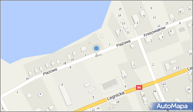 Spalona, Plażowa, 10, mapa Spalona