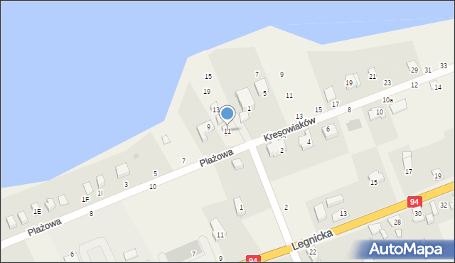 Spalona, Plażowa, 11, mapa Spalona