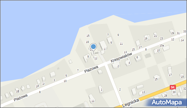 Spalona, Plażowa, 17, mapa Spalona