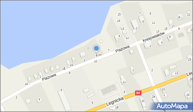 Spalona, Plażowa, 5, mapa Spalona