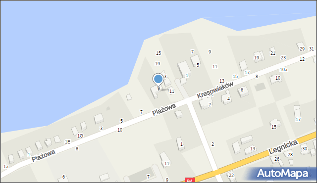 Spalona, Plażowa, 9, mapa Spalona