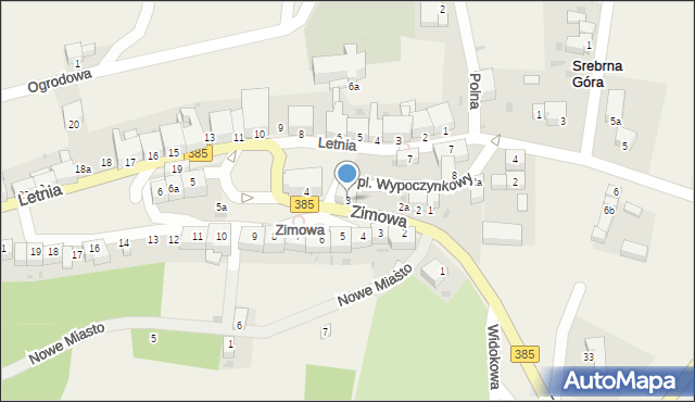 Srebrna Góra, Plac Wypoczynkowy, 3, mapa Srebrna Góra