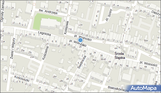 Środa Śląska, Plac Wolności, 24, mapa Środa Śląska