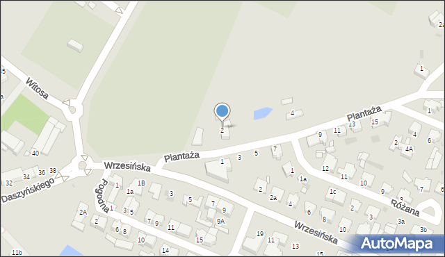 Środa Wielkopolska, Plantaża, 2, mapa Środa Wielkopolska