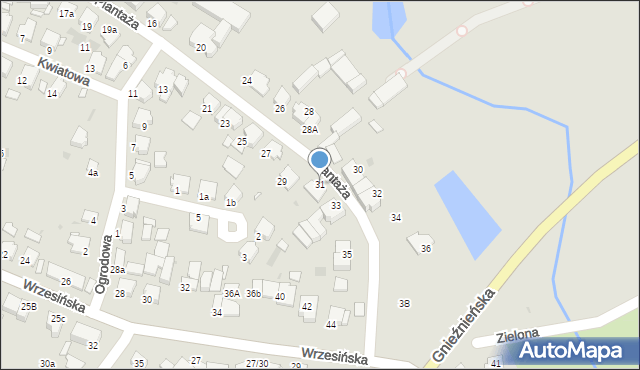 Środa Wielkopolska, Plantaża, 31, mapa Środa Wielkopolska
