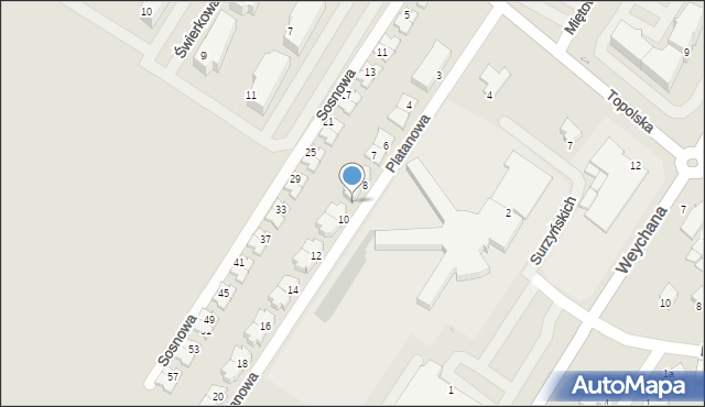 Środa Wielkopolska, Platanowa, 9, mapa Środa Wielkopolska