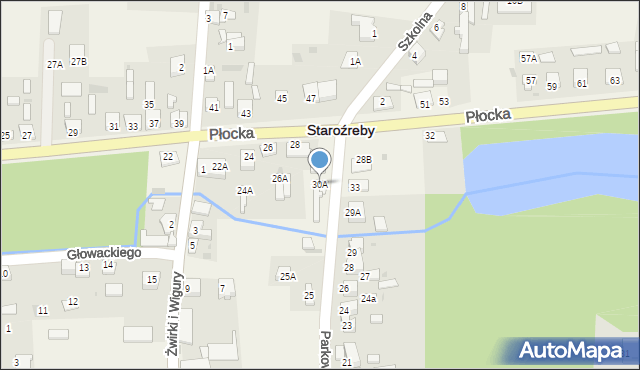 Staroźreby, Płocka, 30A, mapa Staroźreby