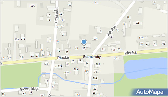 Staroźreby, Płocka, 47, mapa Staroźreby