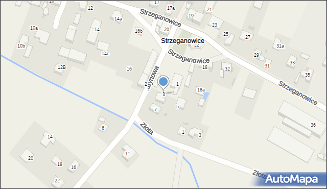 Strzeganowice, Platynowa, 3, mapa Strzeganowice