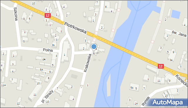 Sulejów, Plac Straży, 5, mapa Sulejów