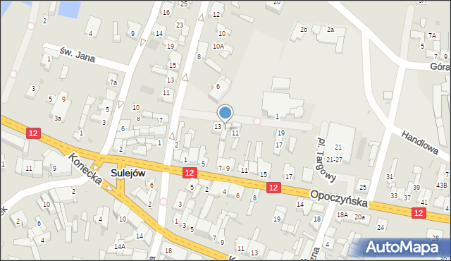 Sulejów, Plac Targowy, 9, mapa Sulejów