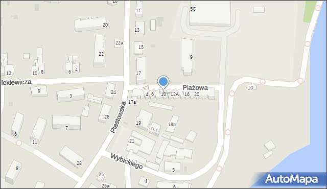 Susz, Plażowa, 10, mapa Susz