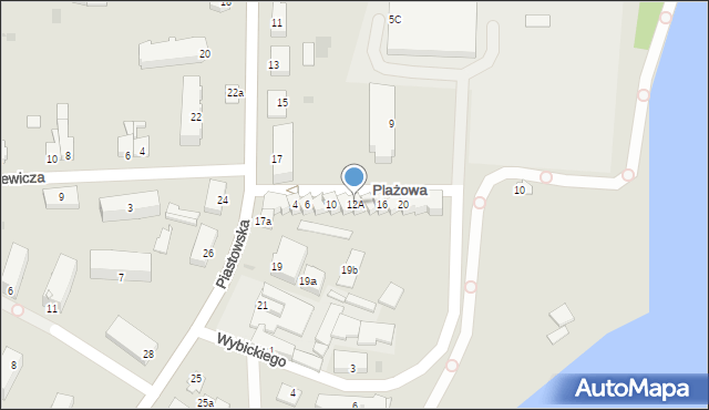 Susz, Plażowa, 12A, mapa Susz