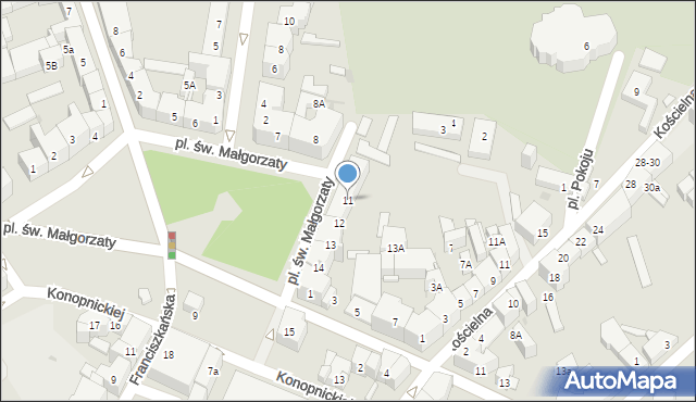 Świdnica, Plac św. Małgorzaty, 11, mapa Świdnicy