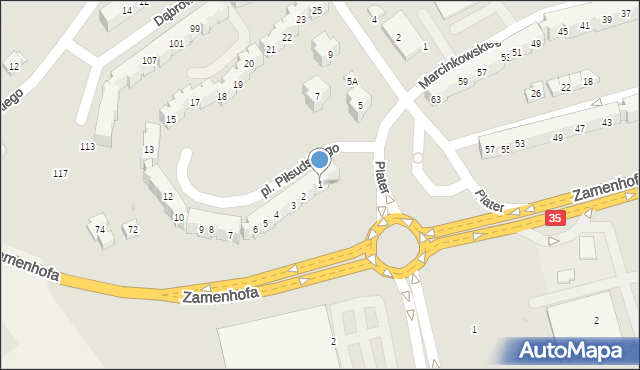 Świdnica, Plac Piłsudskiego Józefa, marsz., 1, mapa Świdnicy