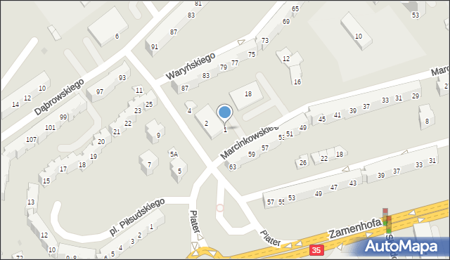 Świdnica, Plater Emilii, 1, mapa Świdnicy