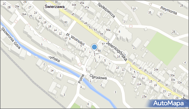 Świerzawa, Plac Bolesława Piasta, 1, mapa Świerzawa