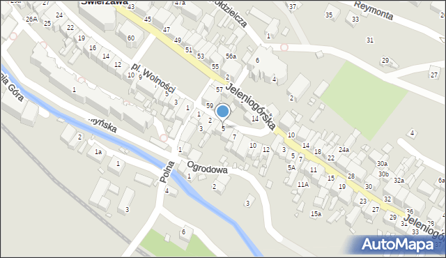 Świerzawa, Plac Bolesława Piasta, 5, mapa Świerzawa