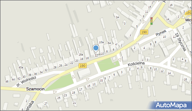 Szamocin, Plac Wolności, 12, mapa Szamocin