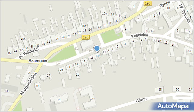 Szamocin, Plac Wolności, 13, mapa Szamocin