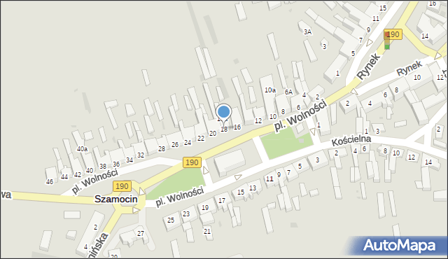 Szamocin, Plac Wolności, 18, mapa Szamocin