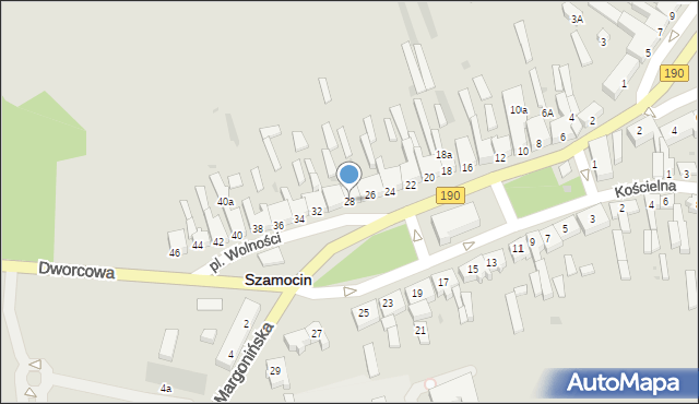 Szamocin, Plac Wolności, 28, mapa Szamocin