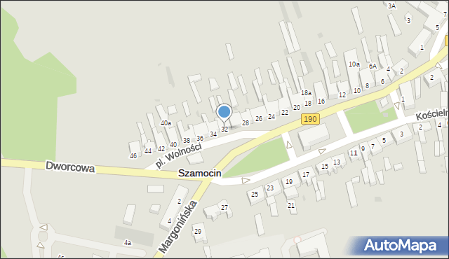 Szamocin, Plac Wolności, 32, mapa Szamocin