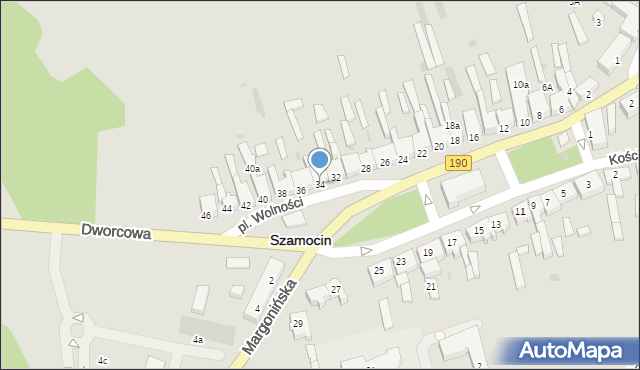 Szamocin, Plac Wolności, 34, mapa Szamocin