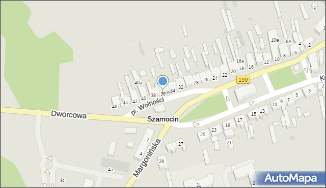 Szamocin, Plac Wolności, 36, mapa Szamocin