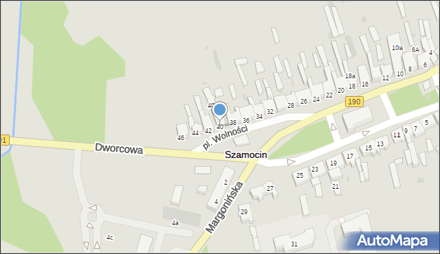 Szamocin, Plac Wolności, 40, mapa Szamocin