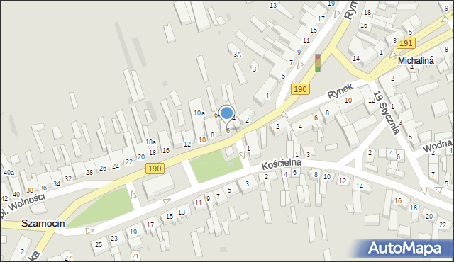 Szamocin, Plac Wolności, 6, mapa Szamocin