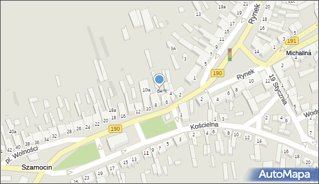 Szamocin, Plac Wolności, 6A, mapa Szamocin