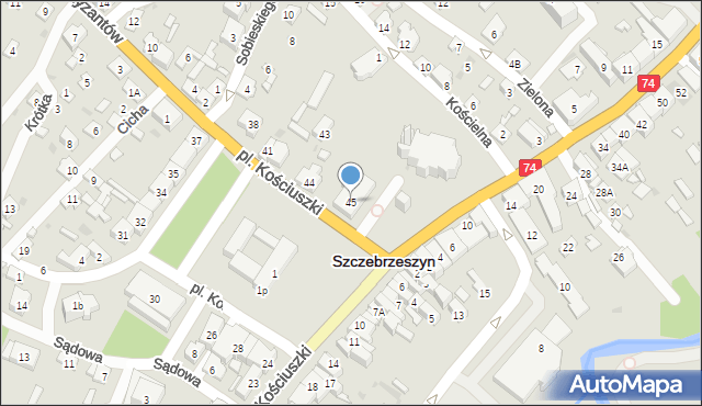 Szczebrzeszyn, Plac Kościuszki Tadeusza, gen., 45, mapa Szczebrzeszyn