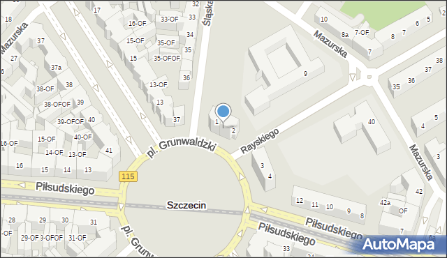 Szczecin, Plac Grunwaldzki, 1/2, mapa Szczecina