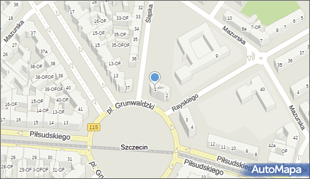 Szczecin, Plac Grunwaldzki, 1, mapa Szczecina