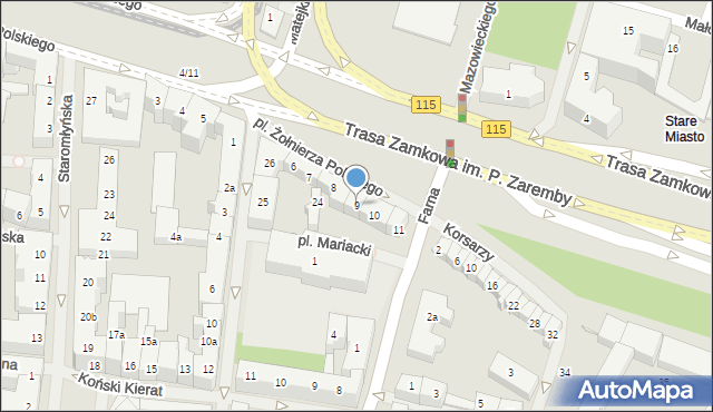 Szczecin, Plac Żołnierza Polskiego, 9, mapa Szczecina