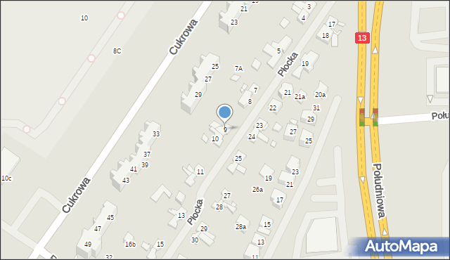 Szczecin, Płocka, 9, mapa Szczecina