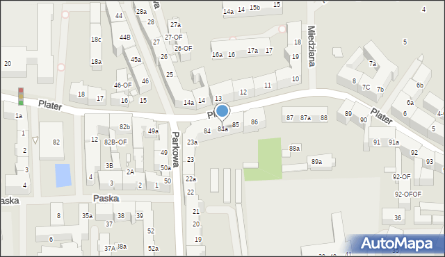 Szczecin, Plater Emilii, 84a, mapa Szczecina