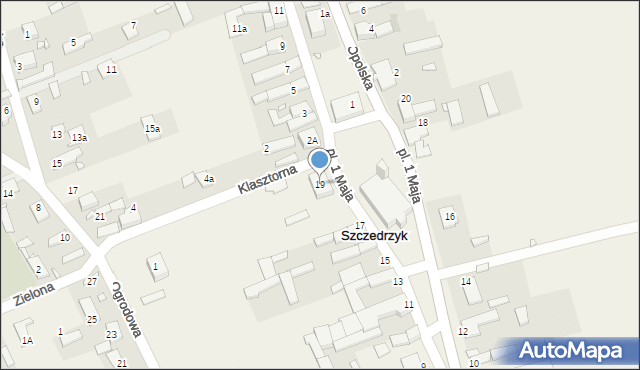 Szczedrzyk, Plac 1 Maja, 19, mapa Szczedrzyk