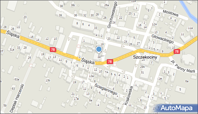 Szczekociny, Plac Kościuszki Tadeusza, gen., 14, mapa Szczekociny