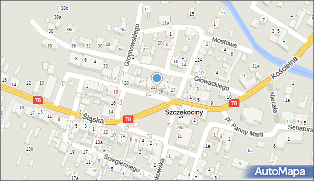 Szczekociny, Plac Kościuszki Tadeusza, gen., 25, mapa Szczekociny