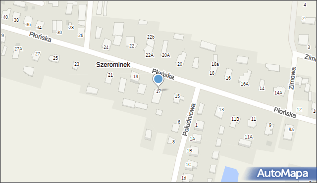 Szerominek, Płońska, 17, mapa Szerominek