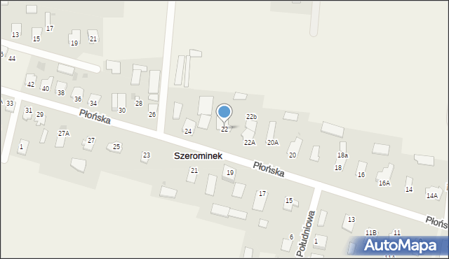 Szerominek, Płońska, 22, mapa Szerominek