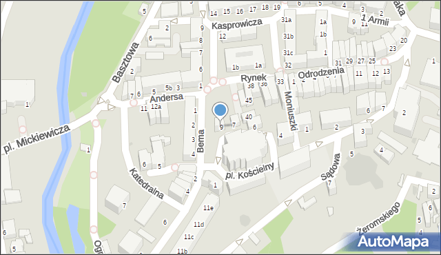 Szprotawa, Plac Kościelny, 9, mapa Szprotawa