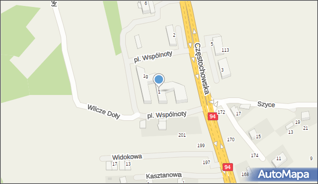 Szyce, Plac Wspólnoty, 1, mapa Szyce