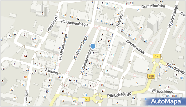 Tarnobrzeg, Plac Głowackiego Bartosza, 12, mapa Tarnobrzegu