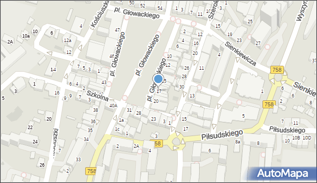 Tarnobrzeg, Plac Głowackiego Bartosza, 17, mapa Tarnobrzegu