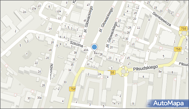 Tarnobrzeg, Plac Głowackiego Bartosza, 31b, mapa Tarnobrzegu