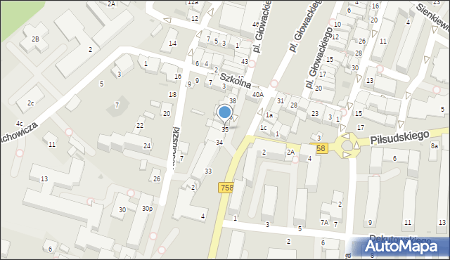 Tarnobrzeg, Plac Głowackiego Bartosza, 35, mapa Tarnobrzegu