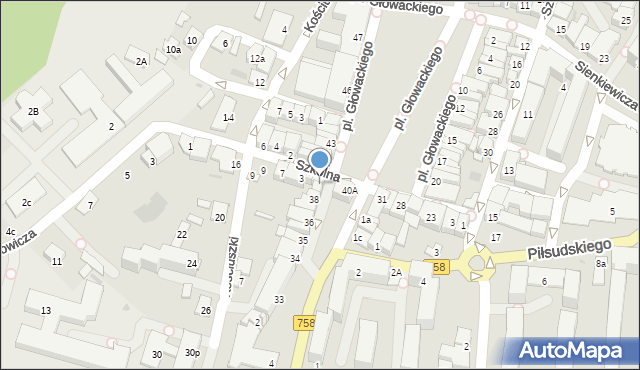 Tarnobrzeg, Plac Głowackiego Bartosza, 39, mapa Tarnobrzegu